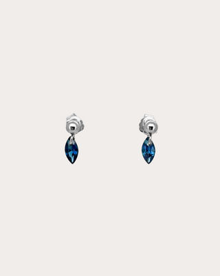 Lens Sapphire Gemstone Dangle Studs - Sterling Silver