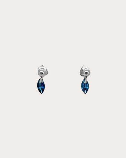 Lens Sapphire Gemstone Dangle Studs