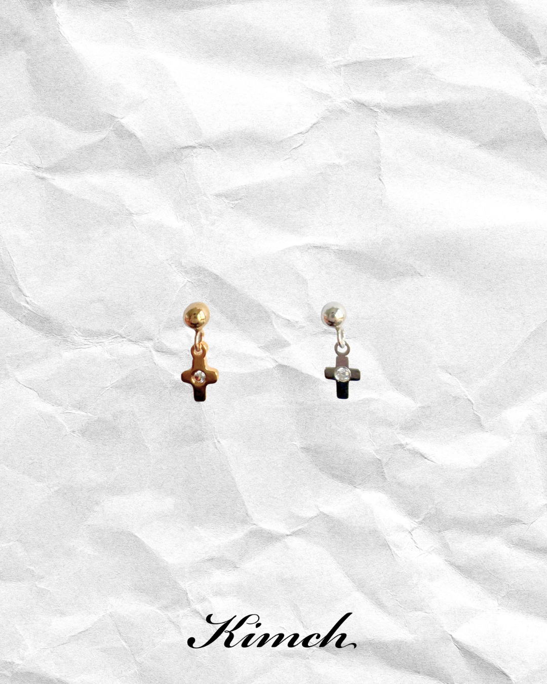 Basic Cross ZC Dangle Stud - Gold Filled/Sterling Silver