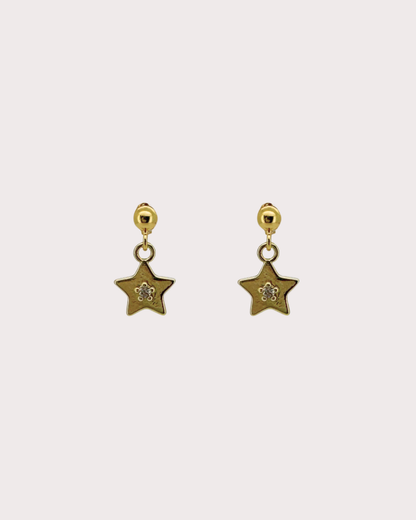 Starry Star White Zircon Dangle Studs