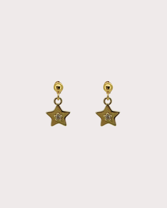 Starry Star White Zircon Dangle Studs
