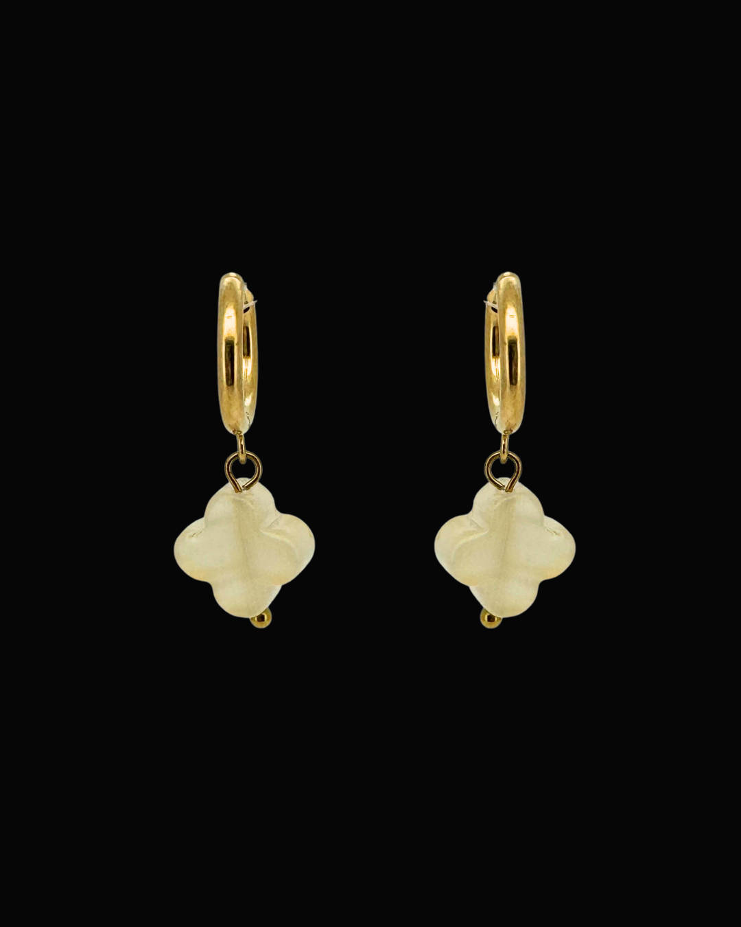 Yellow Clover Gem Huggie Earrings