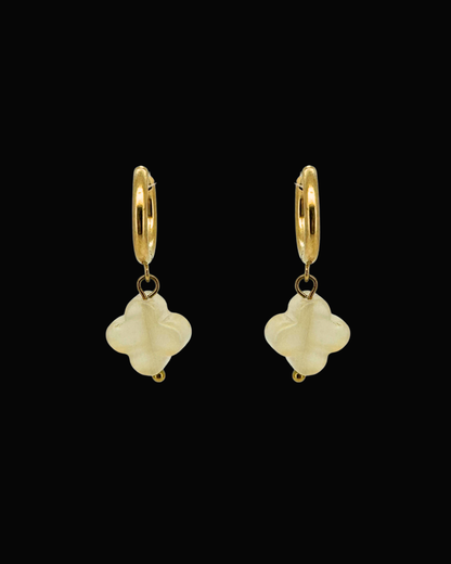 Yellow Clover Gem Huggie Earrings