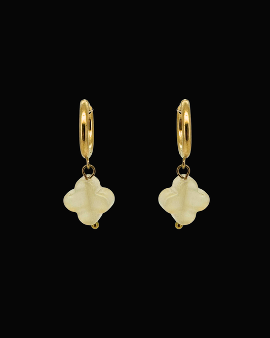 Yellow Clover Gem Huggie Earrings