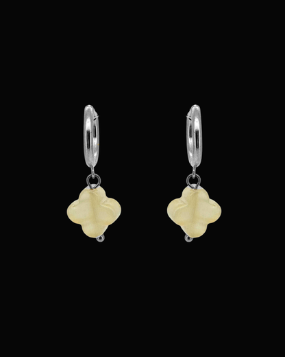 Yellow Clover Gem Huggie Earrings
