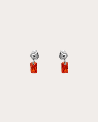Rectangle Ruby Gemstone Dangle Studs - Sterling Silver