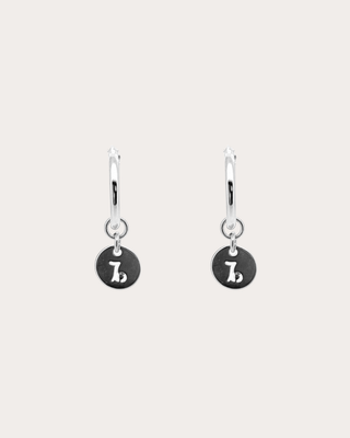Capricorn Zodiac Disc Endless Hoops - Sterling Silver