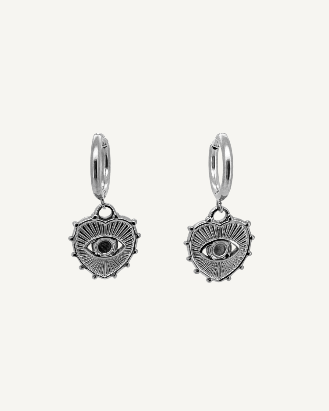 Joyce Heart Evil Eye Huggie Earrings