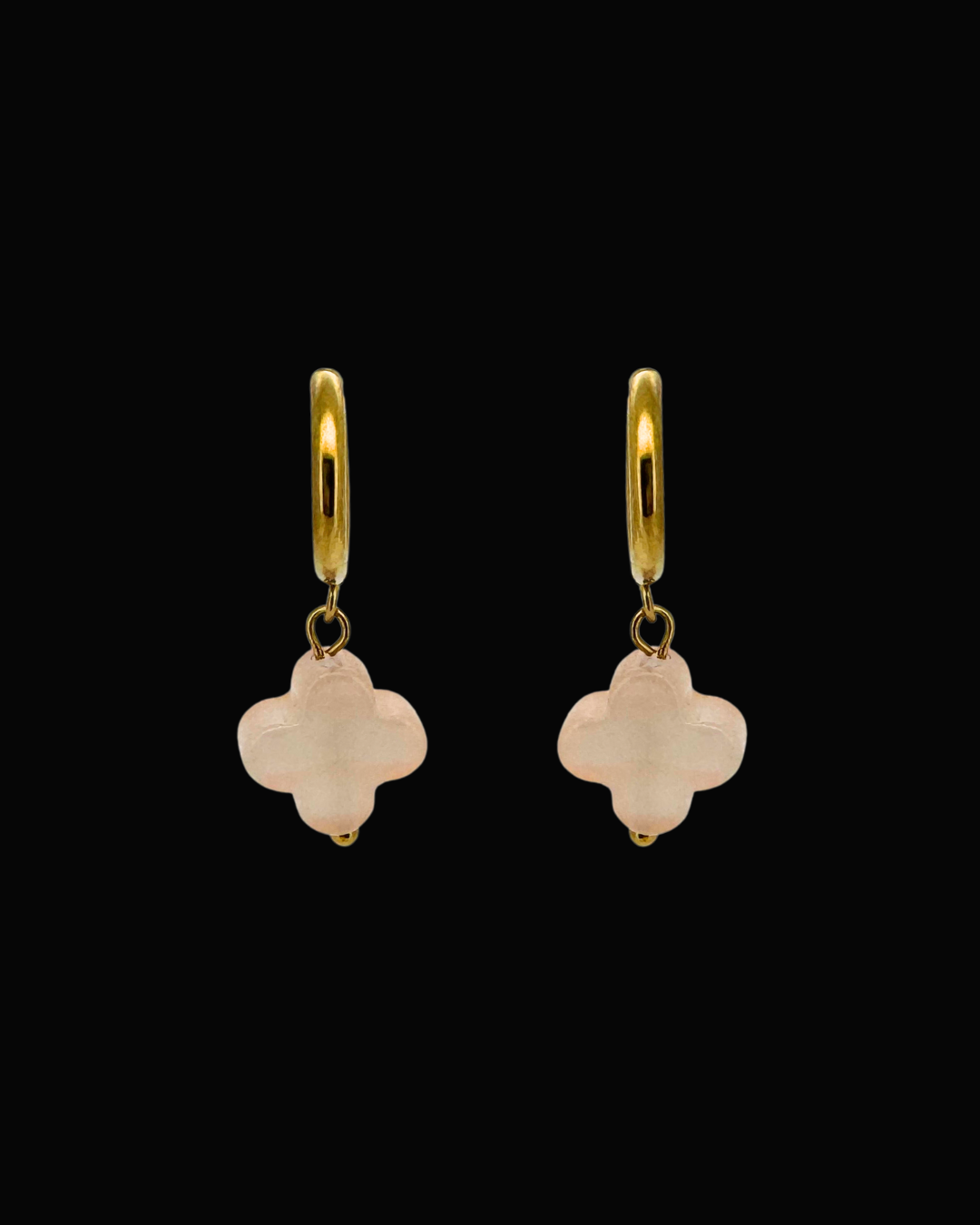 Orange Clover Gem Huggie Earrings