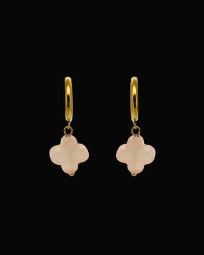 Orange Clover Gem Huggie Earrings