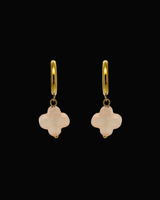 Orange Clover Gem Huggie Earrings