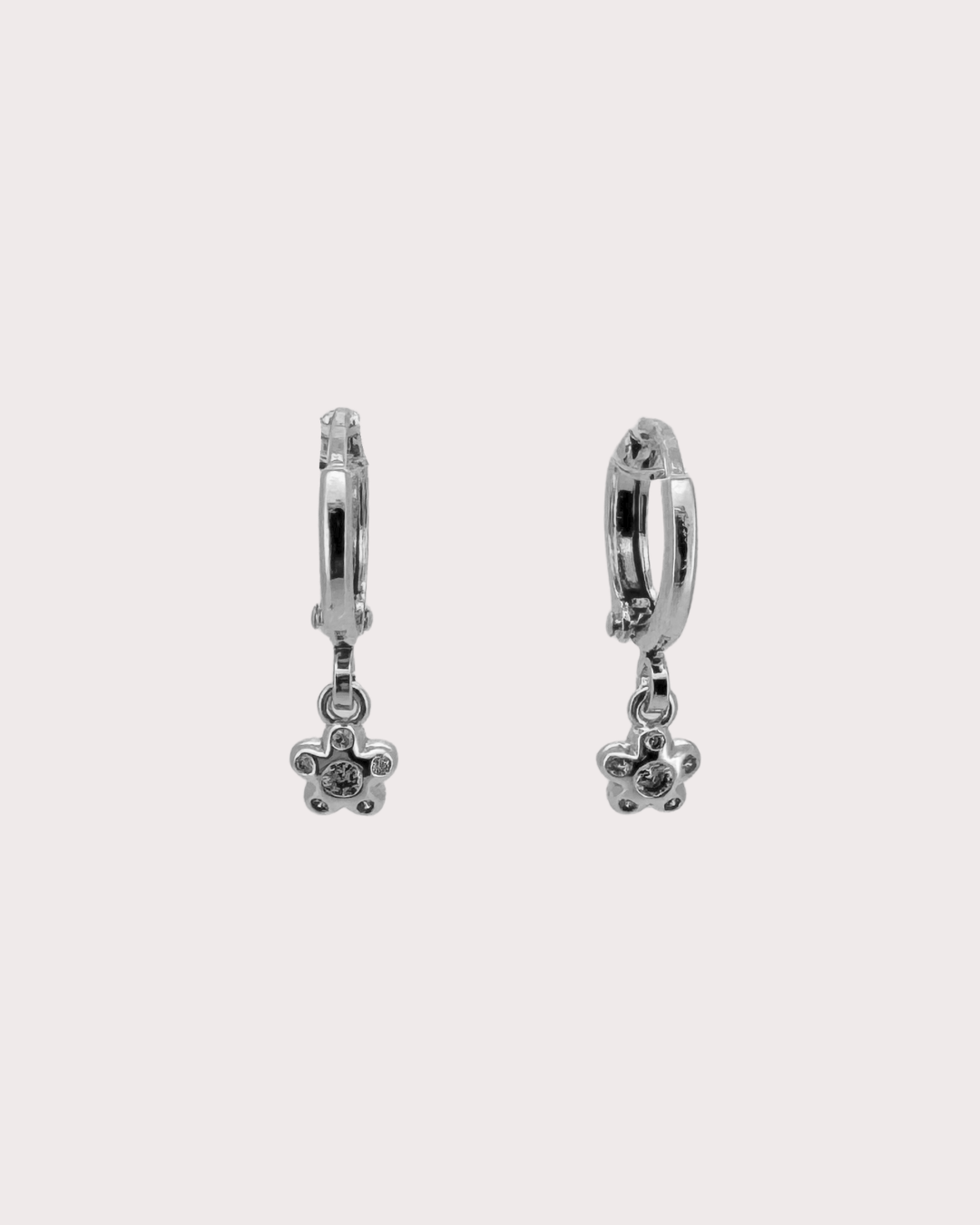 Mindy Flower White Zircon Huggie Earrings