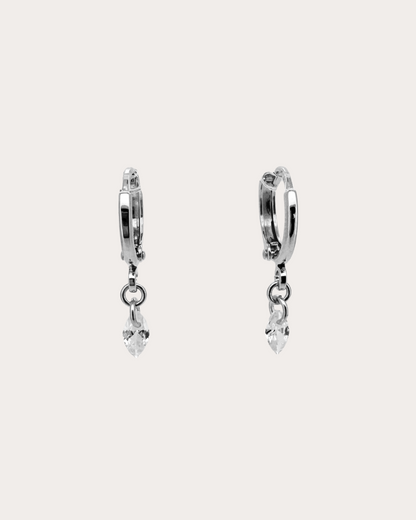Lens Diamond Gemstone Huggie Earrings