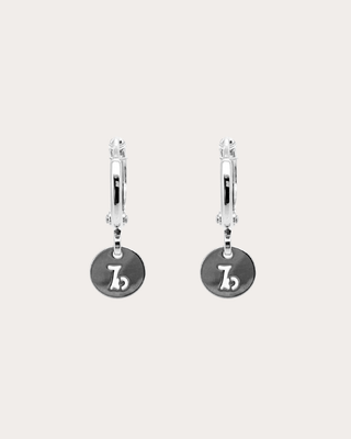 Capricorn Zodiac Disc Huggie Earrings - Sterling Silver
