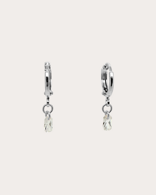 Rectangle Diamond Gemstone Huggie Earrings - Sterling Silver