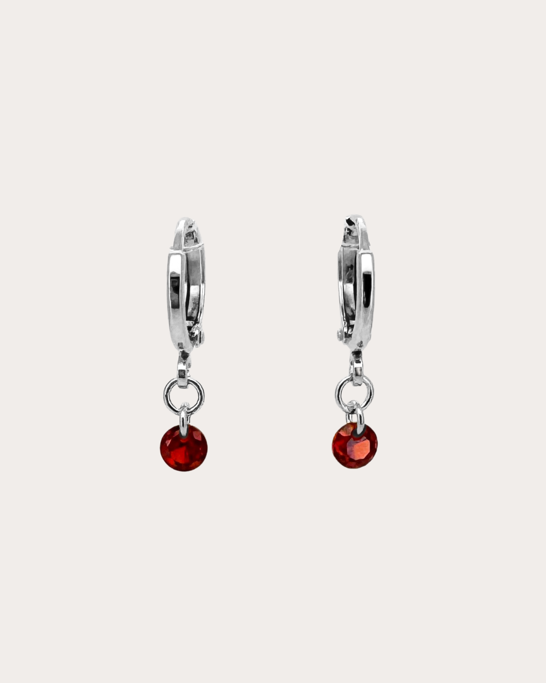 Circle Garnet Gemstone Huggie Earrings