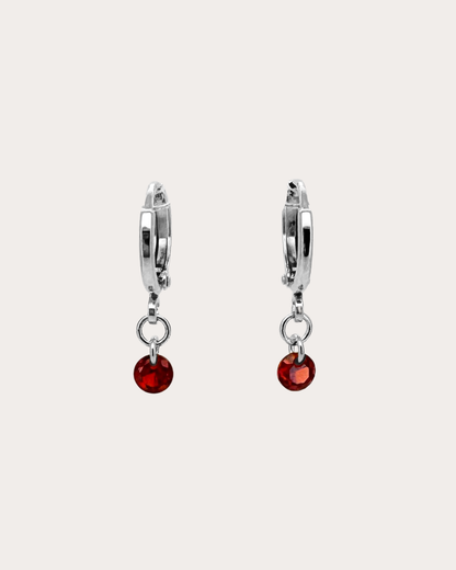 Circle Garnet Gemstone Huggie Earrings