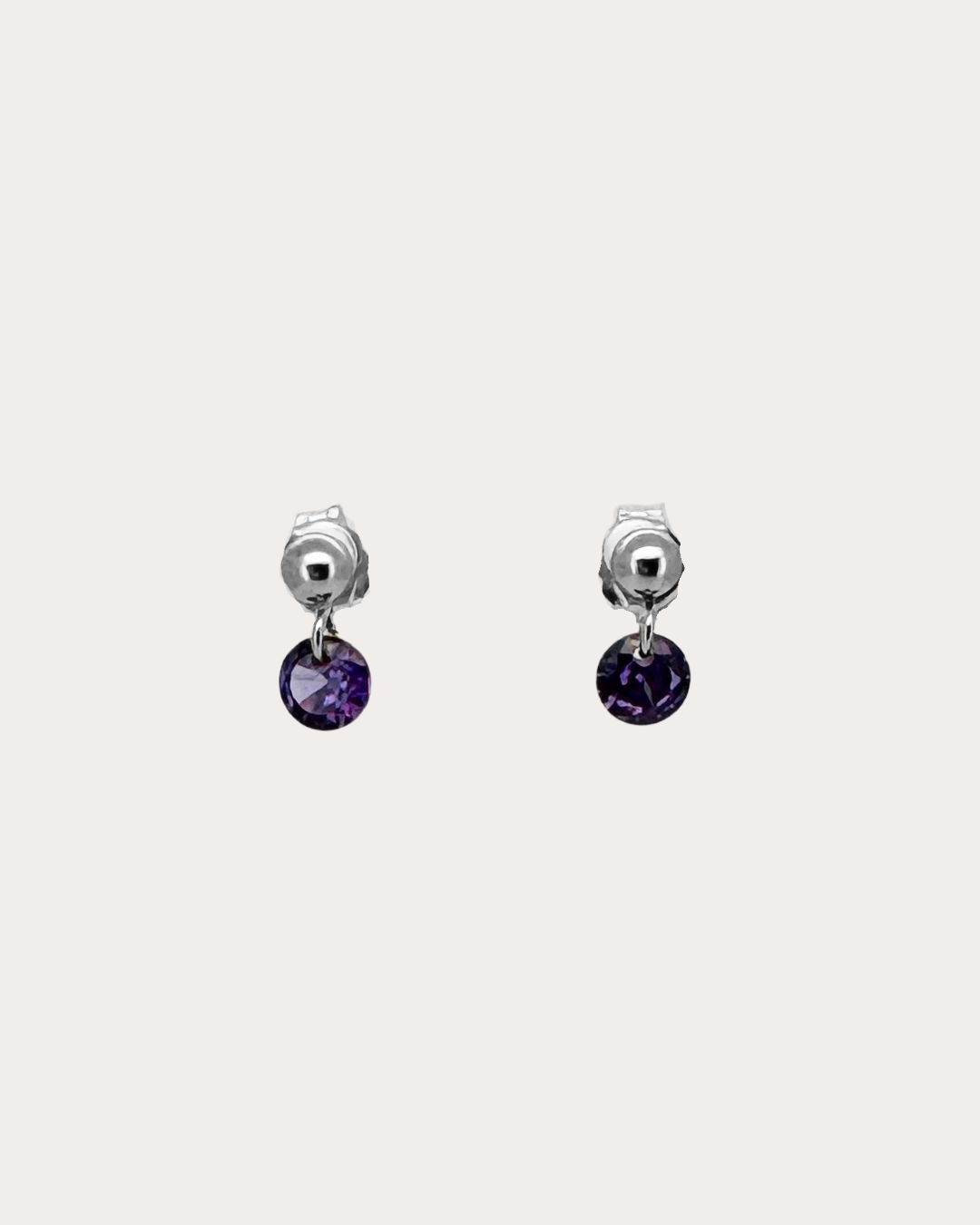 Circle Amethyst Gemstone Dangle Studs