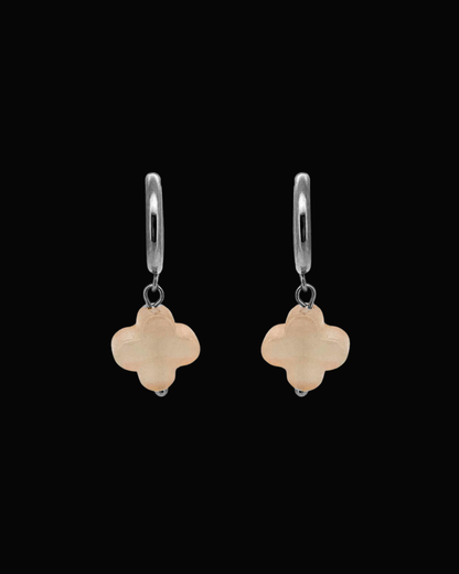 Orange Clover Gem Huggie Earrings