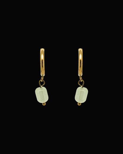 Green Candice Gem Huggie Earrings