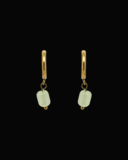 Green Candice Gem Huggie Earrings
