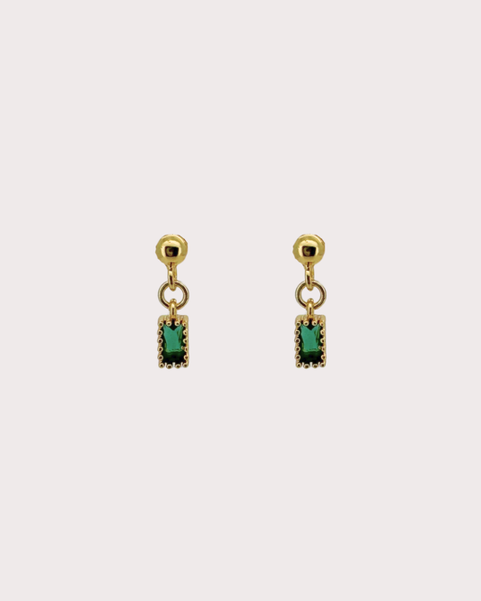 May Emerald Dangle Studs