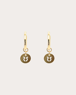 Taurus Zodiac Disc Endless Hoops - Gold Filled