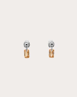 Rectangle Topaz Gemstone Dangle Studs - Sterling Silver