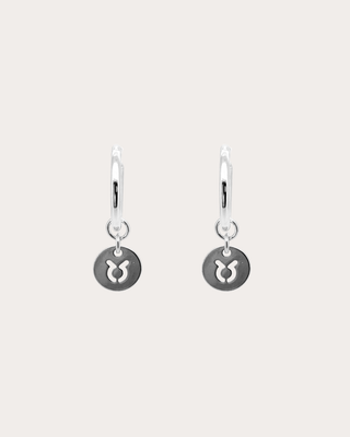 Taurus Zodiac Disc Endless Hoops - Sterling Silver