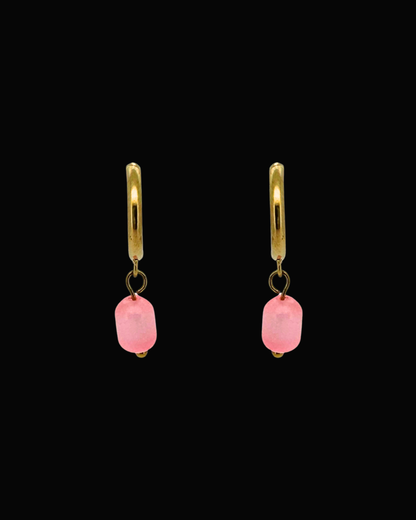 Pink Candice Gem Huggie Earrings