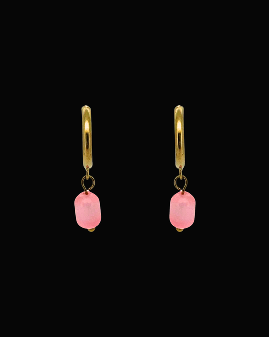 Pink Candice Gem Huggie Earrings
