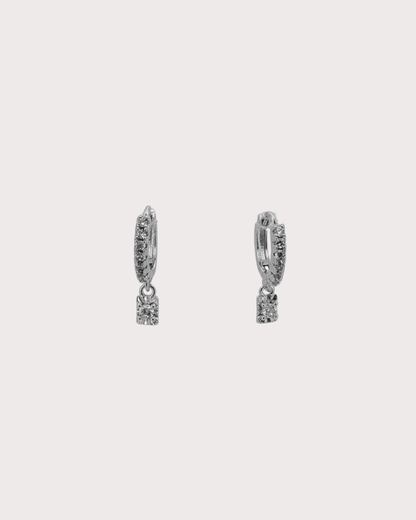 Minnie Carved Rectangle White Zircon Embellished Hoops