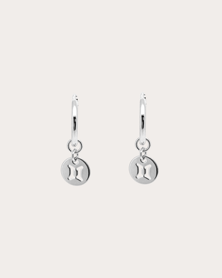 Gemini Zodiac Disc Endless Hoops - Sterling Silver