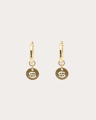 Cancer Zodiac Disc Endless Hoops - Gold Filled