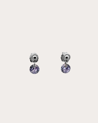 Circle Alexandrite Gemstone Dangle Studs - Sterling Silver