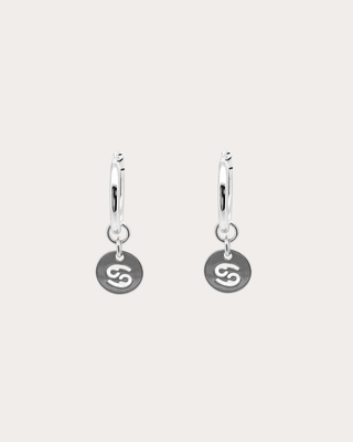 Cancer Zodiac Disc Endless Hoops - Sterling Silver