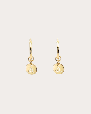 Leo Zodiac Disc Endless Hoops - Gold Filled