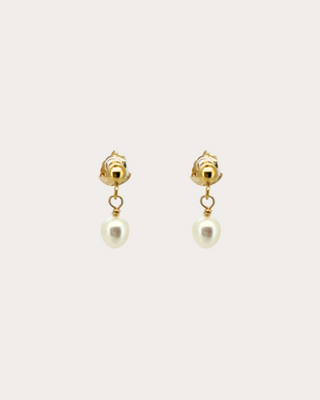 Basic Pearl Dangle Studs - Gold Filled