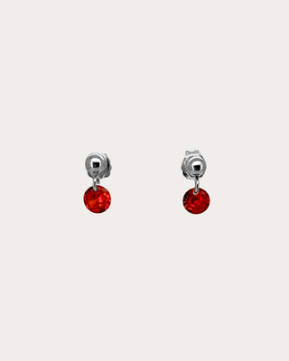 Circle Ruby Gemstone Dangle Studs - Sterling Silver