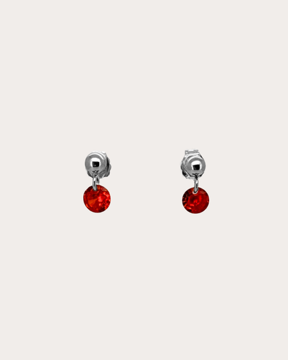 Circle Ruby Gemstone Dangle Studs