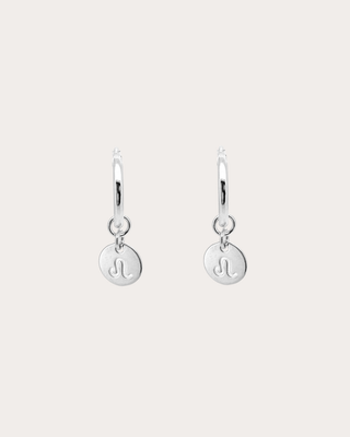Leo Zodiac Disc Endless Hoops - Sterling Silver