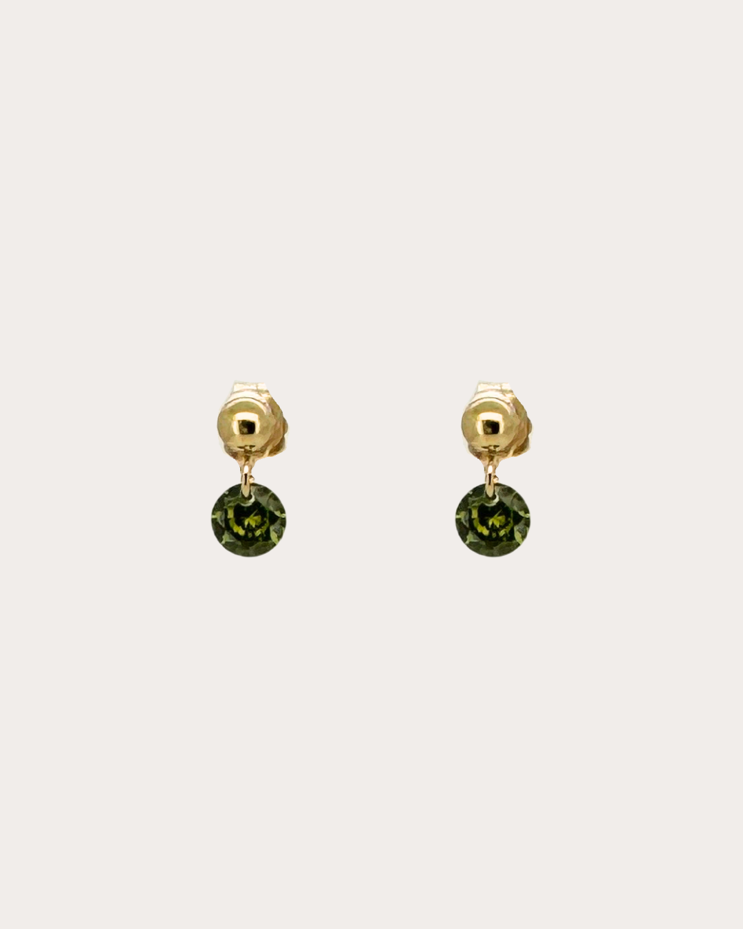 Circle Peridot Gemstone Dangle Studs