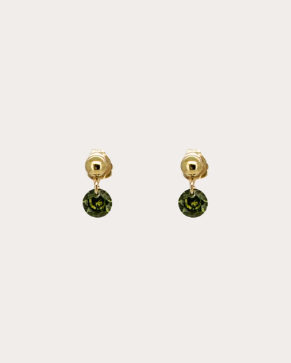 Circle Peridot Gemstone Dangle Studs