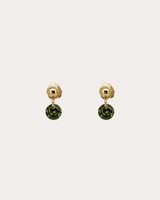Circle Peridot Gemstone Dangle Studs