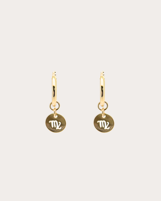 Virgo Zodiac Disc Endless Hoops - Gold Filled