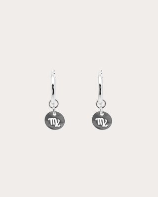 Virgo Zodiac Disc Endless Hoops - Sterling Silver