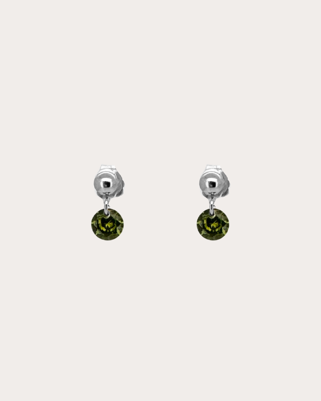Circle Peridot Gemstone Dangle Studs