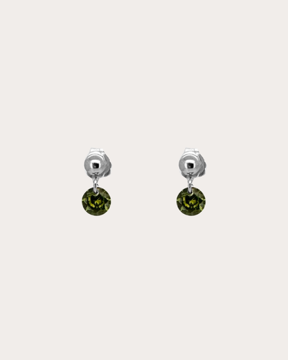 Circle Peridot Gemstone Dangle Studs
