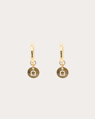 Libra Zodiac Disc Endless Hoops - Gold Filled