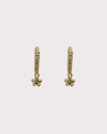 Mindy Flower White Zircon Embellished Hoops